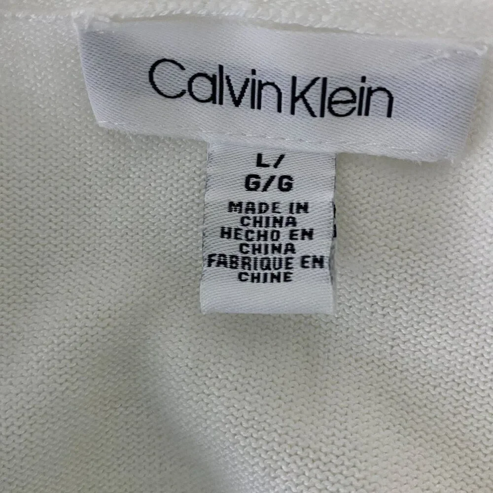 Calvin Klein Sweater Size Large White Studded Neck - Picture 7 of 7